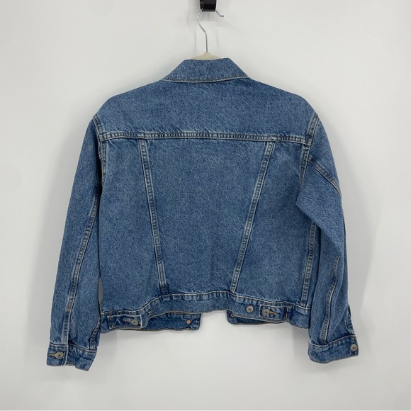 Old Navy Light Wash Blue Distressed Relaxed Classic birdie Denim Jean Jacket S - Picture 5 of 7